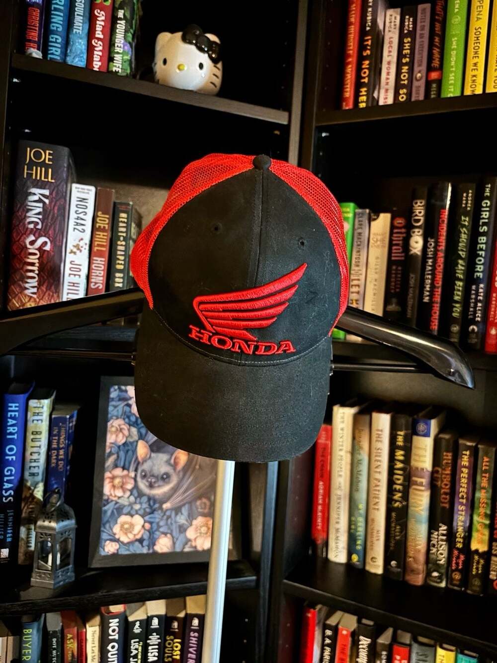 Honda Wing Trucker Hat Black Red Mesh Snapback